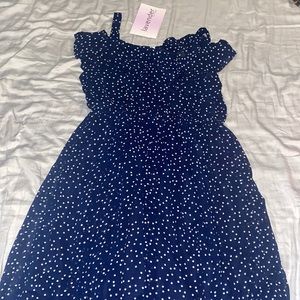 Girls navy polka dot dress